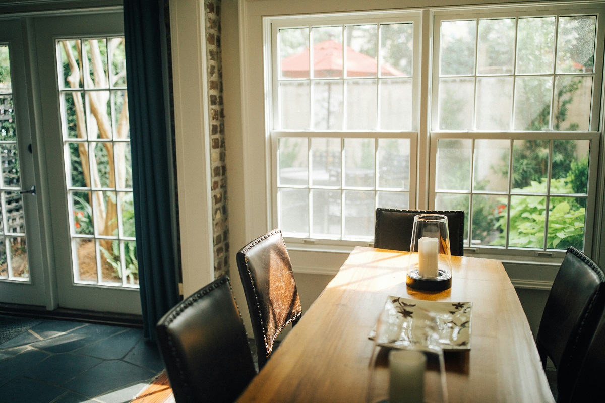 dining room featuring large windows